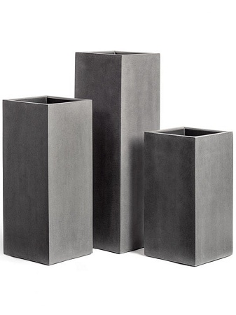 Кашпо TREEZ Effectory Beton Высокий куб Тёмно-серый бетон в-97 см, 31х31 см 1/1