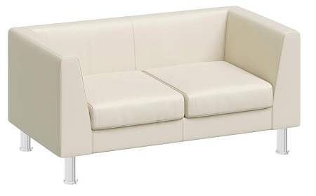 Диван 2мест кожа, металл EVA 2  Ivory 22042