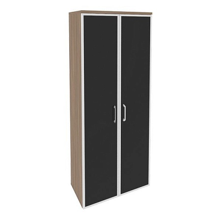 Шкаф высокий широкий (2 высоких фасада стекло лакобель в раме) O.ST-1.10Rblack