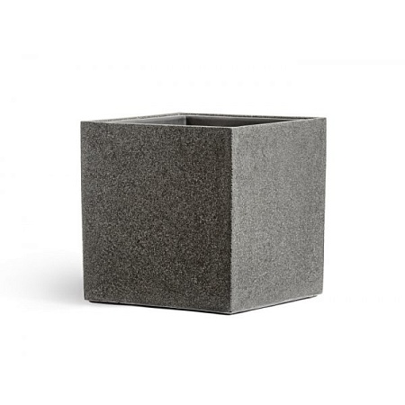 Кашпо TREEZ Effectory Stone Куб Тёмно-серый камень 40х40х40 см