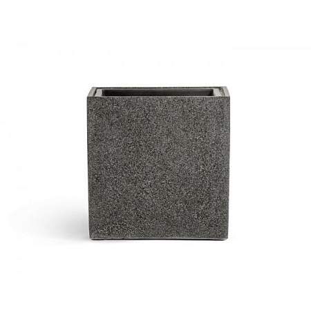 Кашпо TREEZ Effectory Stone Куб Тёмно-серый камень 40х40х40 см