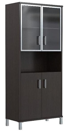 Шкаф высокий с малыми стеклянными дверьми в AL-рамке и глухими B 430.9