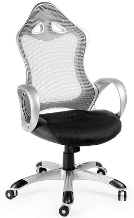 Кресло офисное Тесла (серая спинка / черная сидушка) CX0398H01 grey+silver