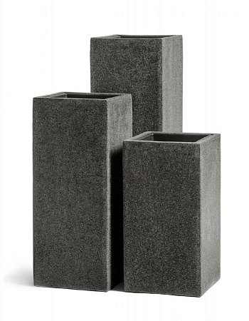 Кашпо TREEZ Effectory Stone Высокий куб Тёмно-серый камень 31х31 см, в-97 см 1/1