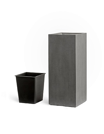 Кашпо TREEZ Effectory Beton Высокий куб Тёмно-серый бетон в-97 см, 31х31 см 1/1