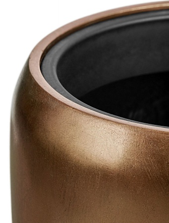 Кашпо TREEZ Effectory Metal Высокий округлый конус Тёмное матовое золото в-68 см, д-43 см