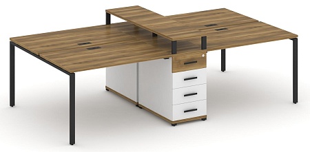 Рабочая станция на 6 мест с четыремя опорными тумбами CN.DRS-434 B/W