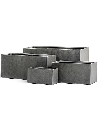 Кашпо TREEZ Effectory Beton Низкий прямоугольник Тёмно-серый бетон д-100, ш-44, в-45 см