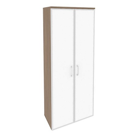 Шкаф высокий широкий (2 высоких фасада стекло лакобель в раме) O.ST-1.10Rwhite