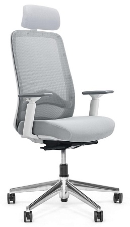 Кресло руководителя с подголовником Carot M GreyWhite 1DW Alum slide headrest