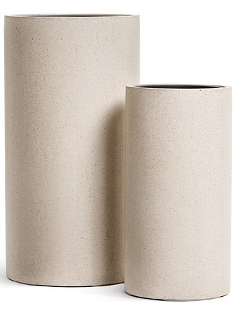 Кашпо TREEZ Effectory Beton Высокий цилиндр Белый песок в-80 см, д-41 см