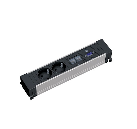 CONFERENCE эл.блок2+2Cat5+1VGA СЕРО-ЧЕРНЫЙ 333.106...